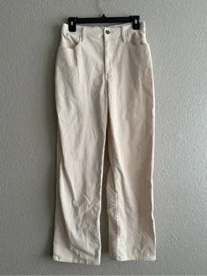 Hollister W28 Ultra High Rise Cream Corduroy Wide Leg Pants Y2K Grunge Holiday thumbnail 4