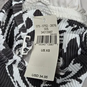 Aerie Women XS Triangle Bikini Top Ribbed‎ Zebra Print Black White Swim thumbnail 3