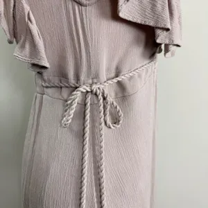 Baltic Born Jennifer Deep V Maxi Dress Small Taupe Crochet Flutter Sleeve Boho L thumbnail 12