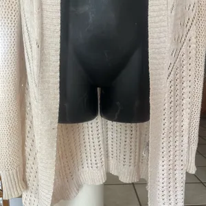 Roxy Long Open Front Cardigan - beige- Long Sleeve - Open Knit - Size M thumbnail 3