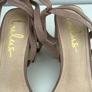 Lulu’s Suede Pink Gold Lace Up Strappy 3.5” Heel in Women’s Size 6.5 thumbnail 7