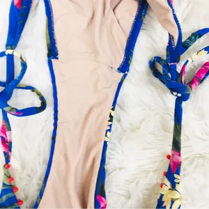 PILYQ Anthropologie Blue Floral Side‎ Tie Triangle String Bikini Bottom XS New thumbnail 9