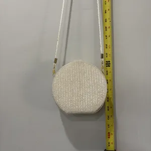 vintage white beaded‎ round Shape Structured purse Gold Hardware Formal Fancy thumbnail 11