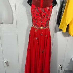 Gail McInnes Designs Red Sleeveless Dress with Detachable Skirt See Measure EUC thumbnail 9