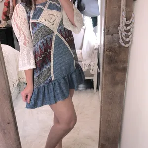 Umgee size medium blue floral lace boho dress thumbnail 2