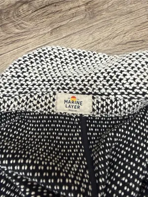 Marine Layer Birdseye Blazer Sz medium Cardigan Jacket Black & White Textured Kn thumbnail 4