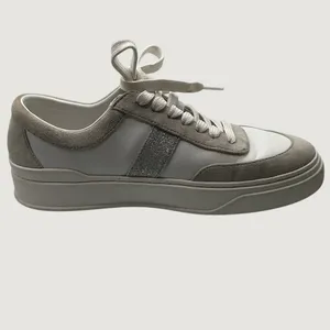 Stuart Weitzman Goldie Leather Suede Platform Sneakers White Grey Silver 7B thumbnail 5