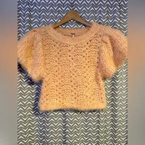 Free People | Sweet Deets Eyelash Sweater in Peach, XS thumbnail 4