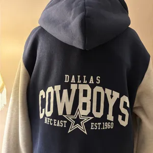 Cowboys Navy and Gray Full Zip Jacket Drawstring Hoodie Size M thumbnail 7