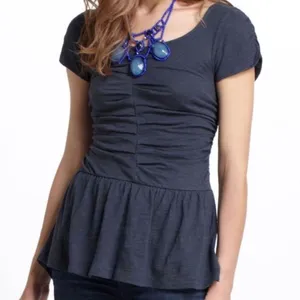 • POSTMARK • Anthropologie Ruched Peplum Top Sz XS thumbnail 1
