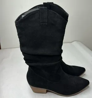 Universal Thread Adaline Knee Height Pull On Western Boots Black thumbnail 1