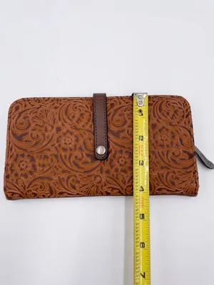Justin Boots Women's Floral Tooled Saddle Brown Wallet Slim Card Slots Western Cowgirl thumbnail 9