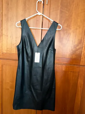 Stradivarius V Neck Leather Dress thumbnail 3
