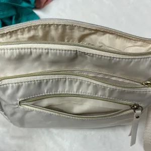 Cream Crossbody Bag with Adjustable Strap and Zipper Closure Nylon thumbnail 5