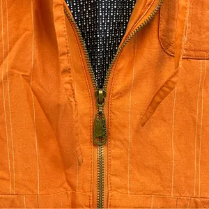 Y2K Utility Cargo Pinstripe Zip Up Roxy Orange Hooded Jacket Embroidered thumbnail 3