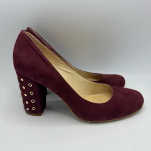 Kate Spade Burgundy Suede Grommet Heel Pump Size 7 block heels thumbnail 5