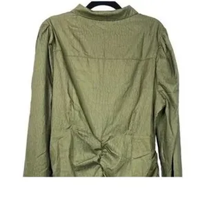 NWT Missguided Sexy Ruched Mini Dress Front Slit Stretchy Long Sleeve 14 Green thumbnail 4