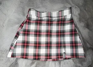 Hollister Plaid Mini Skirt in White, Red & Black thumbnail 1