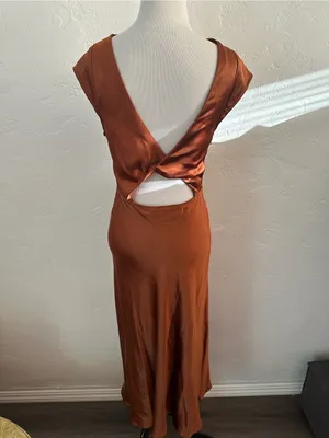 Hello Molly GET IN FORMATION SATIN MIDI DRESS BROWN us 4 thumbnail 6