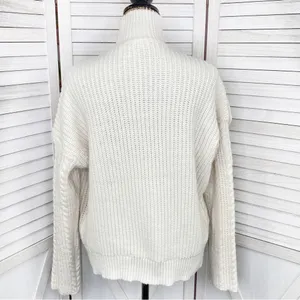 Free Generation Multi Stich Fringe‎ Distressed Turtle Neck Sweater Cream Small thumbnail 5
