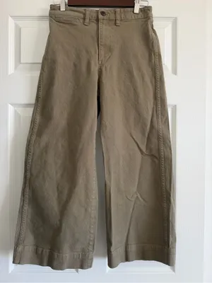 Madewell Emmett Wide Leg Crop Pants Drill Khaki Patch Pocket Women’s 26 thumbnail 2