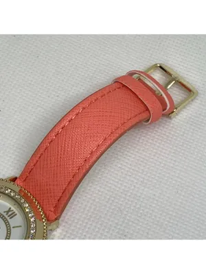 L&Co gold tone women’s watch 36mm quartz analog pink leather band running thumbnail 4
