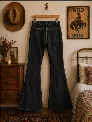 Garage Low Rise Flare Jeans Size 24 / 0 Y2K Black Wash Bootcut Vintage Style thumbnail 2
