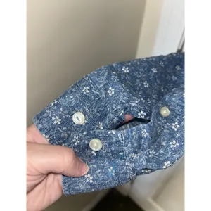 Y2K Ralph Lauren Jeans Co Floral Chambray Cotton Shirt Roll Tab Sleeve M Praire thumbnail 9