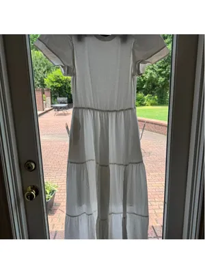 BTFBM White midi dress with puffy sleeves and tiered skirt #weddingguest #femini thumbnail 5