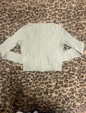 Brandy Melville Ribbed Pointelle V-Neck Cardigan Sweater thumbnail 2