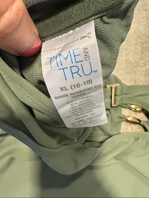 Time and Tru Olive Green Tankini Top with Black Bikini Bottom thumbnail 4