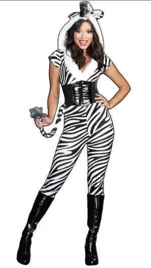 🎉Sale🎉 Sexy Zebra Costume Size Extra Small Black thumbnail 1