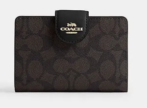 COACH Medium Corner Zip Wallet in Brown Signature thumbnail 1