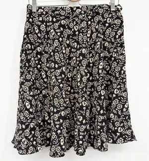 Ralph Lauren Womens Black Floral Rayon Cottagecore A-Line Wrap Midi Skirt 12 thumbnail 1