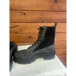 COZZY GIRL Journey women's ankle boots gray/charcoal black knit cuff Sz 7 NWOB thumbnail 5