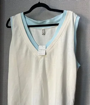 Free People Intimately V Neck Bodysuit Ribbed Tennis Country‎ Club Preppy large thumbnail 1