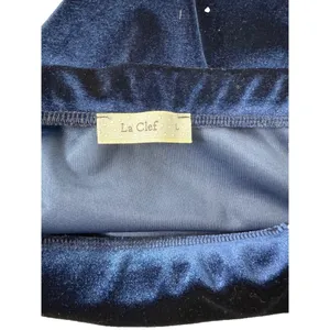 La Clef Blue Velvet Mini Skirt Size Large – Soft Stretchy Slit Front Party Skirt thumbnail 3