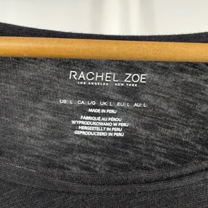 Rachel Zoe Long Sleeve‎ Scoop Neck Side Slit Top in Black Size Large thumbnail 2