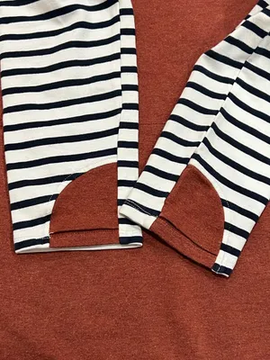 Vanilla Bay Rust Orange Double-hood Navy Striped Sweatshirt Size Large thumbnail 8
