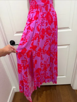 Abel the Label by Anthropologie Charlotte Purple & Red Floral Halter Maxi Dress thumbnail 4