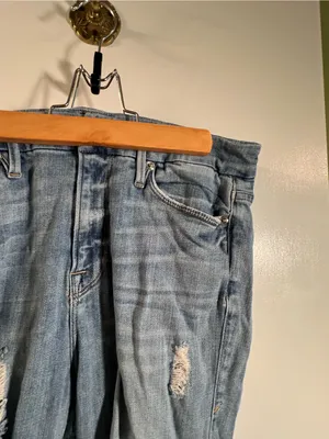 Good American Women’s Size 12/31 Good Leg Jeans Light‎ Wash Distressed Destroyed thumbnail 5