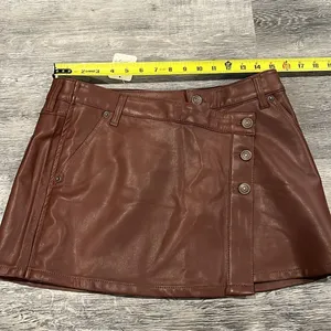 Free People NWT Wynne chocolate vegan skirt -29 thumbnail 7