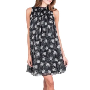 Joie Ruffle Neck Printed Mini Dress | Navy Tan | Medium thumbnail 5