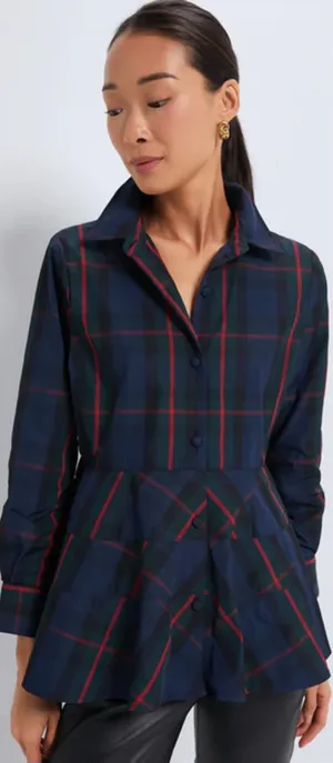 NWT Tuckernuck Pomander Place Fraser Plaid Ashlen Tartan Blouse size M Medium thumbnail 1