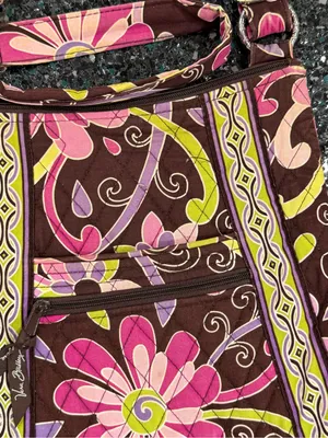 Vera Bradley Brown Floral Crossbody/Shoulder Bag Purse Medium Adjustable strap thumbnail 3
