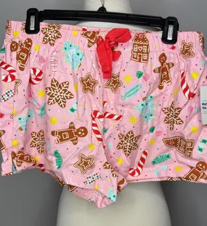 Old Navy - Pink Candied Ginger Printed Flannel Pajama Shorts thumbnail 1