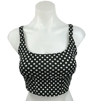 Zara Black White Square Neck Polka Dot Pullover Y2K Chic Crop Tank Top Size M thumbnail 1