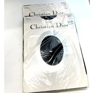Set of 3 New Vintage Christian Dior hosiery sheer lace thigh-high Black tall 10 thumbnail 3