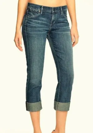 Citizens Of Humanity Dani Low Waist Cropped Straight Leg Cuffed Jeans Size 28 thumbnail 1