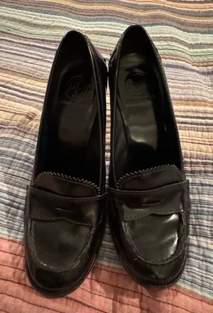 Tory Burch Black Patent Leather Penny Loafers thumbnail 1